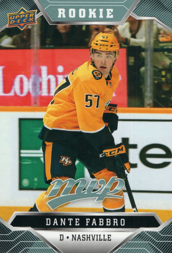 #237 Dante Fabbro Rookie Nashville Predators 2019-20 Upper Deck MVP Hockey Card