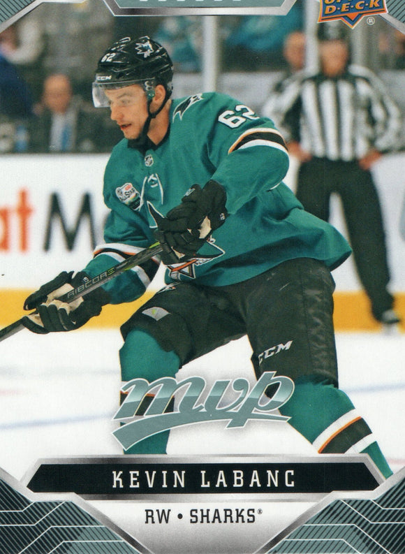 #196 Kevin Labanc San Jose Sharks 2019-20 Upper Deck MVP Hockey Card