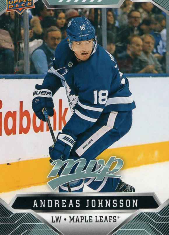 #115 Andreas Johnsson Toronto Maple Leafs 2019-20 Upper Deck MVP Hockey Card
