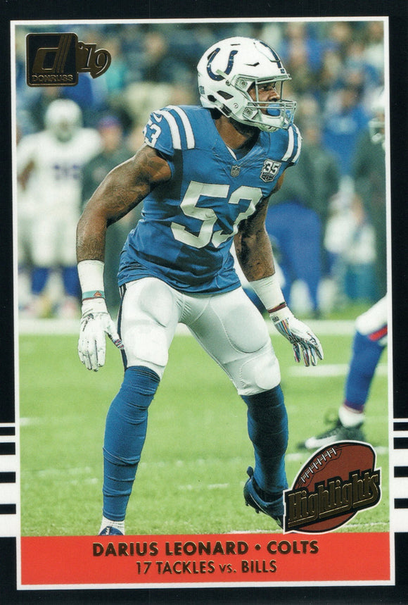 H-8 Darius Leonard Highlights Indianapolis Colts 2019 Donruss Football  Card