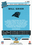 #305 Will Grier Autograph 1/10 Rated Rookie Carolina Panthers 2019 Donruss Football  Card