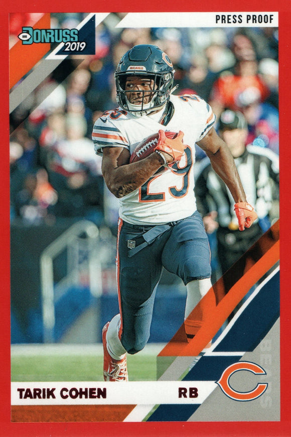 #50 Tarik Cohen Red Press Proof Chicago Bears 2019 Donruss Football  Card