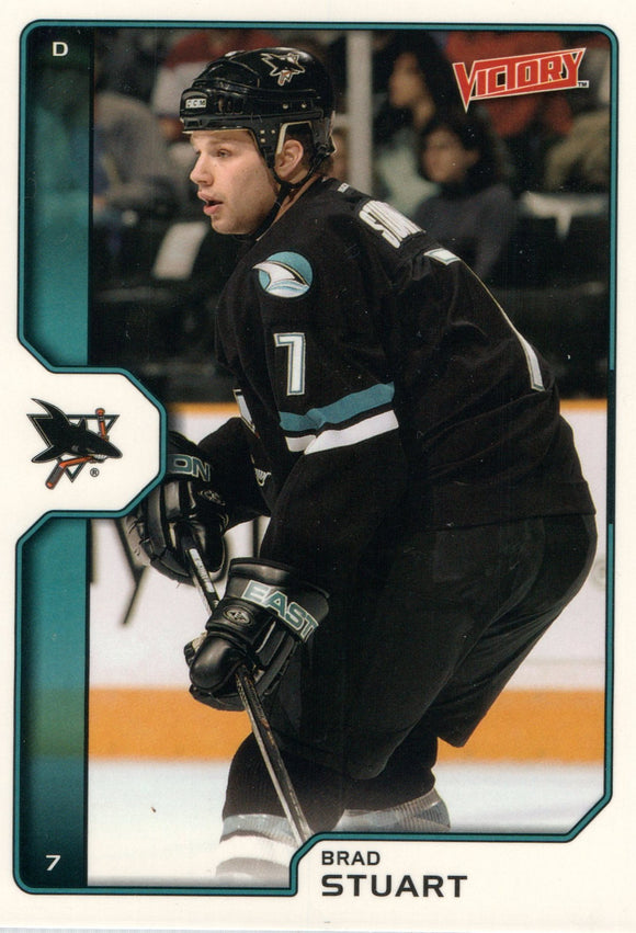 #180 Brad Stuart San Jose Sharks 2002-03 Upper Deck Victory Hockey Card