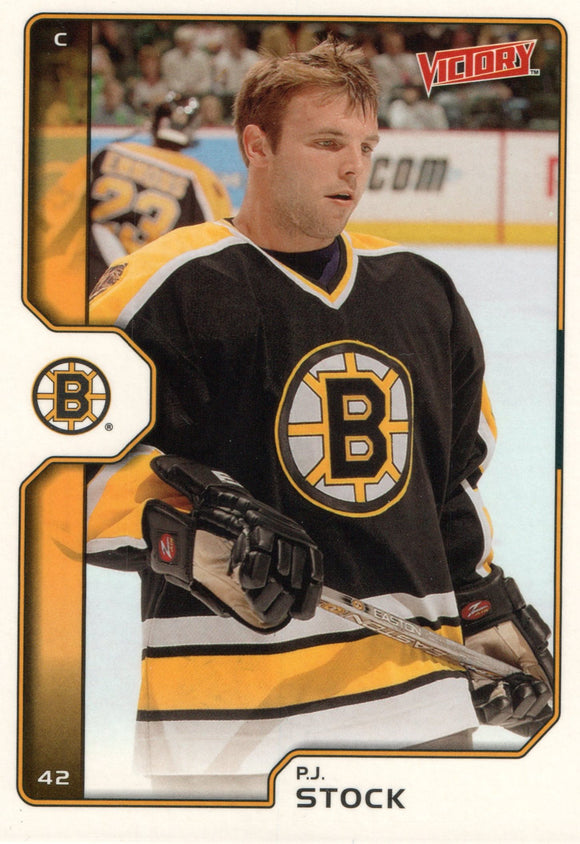 #17 P.J. Stock Boston Bruins 2002-03 Upper Deck Victory Hockey Card