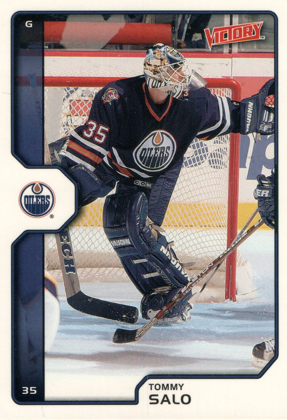 #84 Tommy Salo Edmonton Oilers 2002-03 Upper Deck Victory Hockey Card