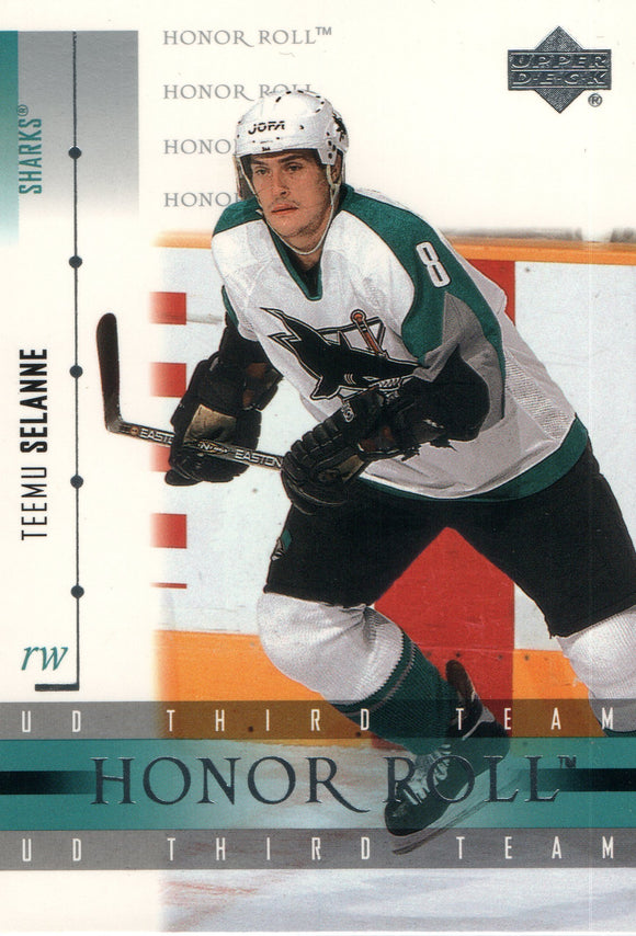 #51 Teemu Selanne San Jose Sharks 2002-03 Upper Deck Honor Roll Hockey  Card