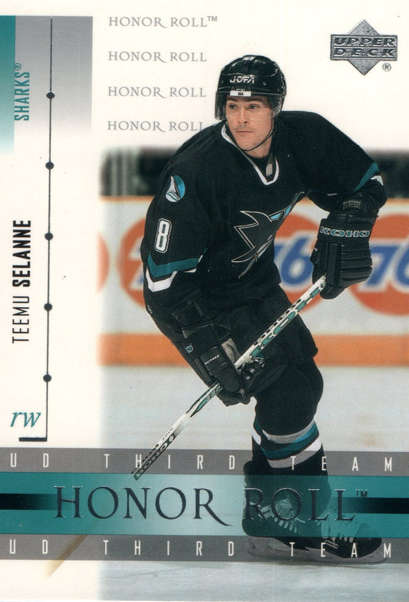 #21 Teemu Selanne San Jose Sharks 2002-03 Upper Deck Honor Roll Hockey  Card