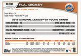 #632 R.A. Dickey New York Mets 2013 Topps Baseball Card