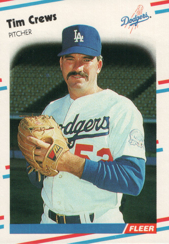 #511 Tim Crews  Los Angeles Dodgers 1988 Fleer Baseball Card OA