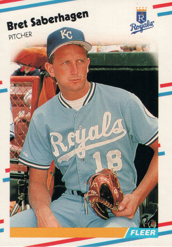 #268 Bret Saberhagen Kansas City Royals 1988 Fleer Baseball Card OA