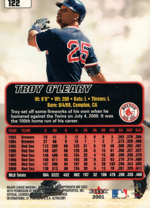 #122 Troy O'Leary  Boston Red Sox 2001 Fleer Ultra Baseball Card OA