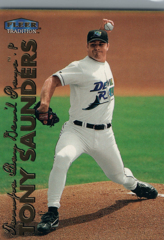 #444 Tony Saunders Tampa Bay Devil Rays 1999 Fleer Tradition Baseball Card OB