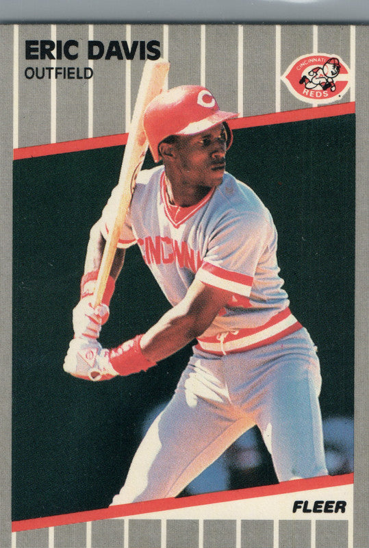 #158 Eric Davis Cincinnati Reds 1989 Fleer Baseball Card OB