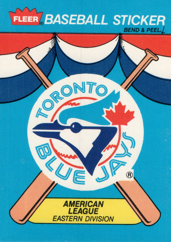 Baseball Sticker Toronto Blue Jays 1989 Fleer Baseball Card OC