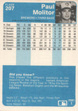 #207 Paul Molitor Milwaukee Brewers 1984 Fleer Baseball Card OD
