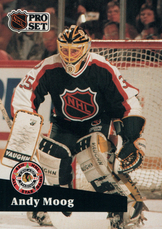 #299 Andy Moog All Star Game Boston Bruins 1991-92 Pro Set Hockey Card OE