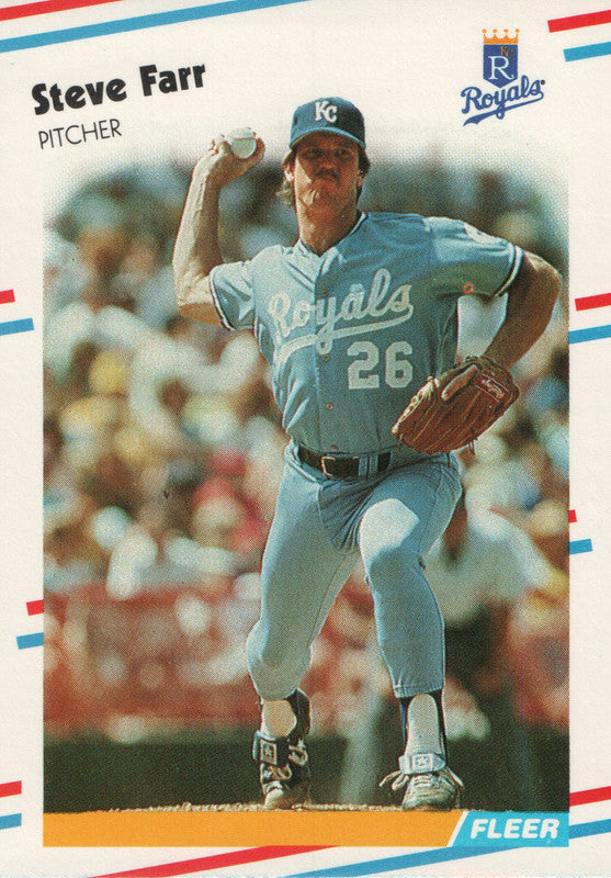 #256 Steve Farr Kansas City Royals 1988 Fleer Baseball Card OE