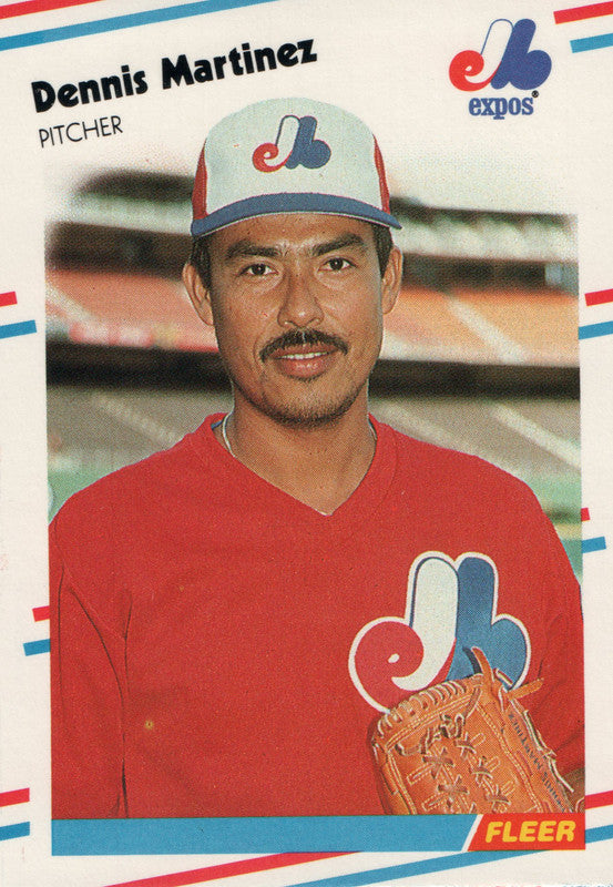 #188 Dennis Martinez Montreal Expos 1988 Fleer Baseball Card OE