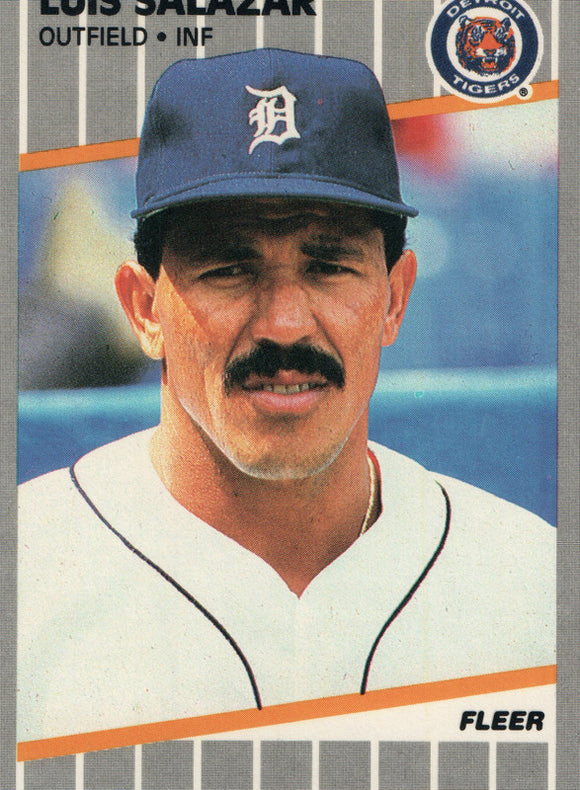 #144 Luis Salazar Detroit Tigers 1989 Fleer Baseball Card OF