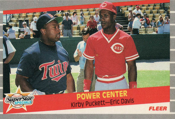 #639 Kirby Puckett Eric Davis Power Center Minnesota Twins Cincinnati Reds 1989 Fleer Baseball Card OF