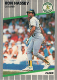 #9 Ron Hassey Oakland Athletics  1989 Fleer Baseball Card OF