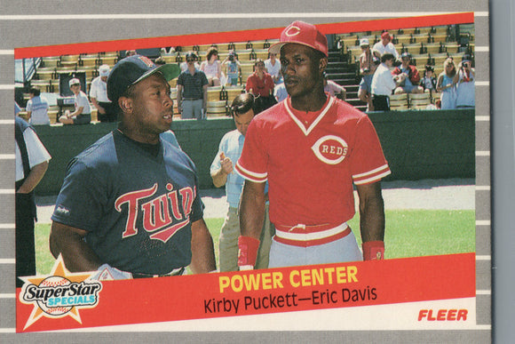 #639 Kirby Puckett Eric Davis Power Center Minnesota Twins Cincinnati Reds 1989 Fleer Baseball Card OG
