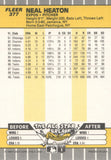 #377 Neal Heaton Montreal Expos 1989 Fleer Baseball Card OH
