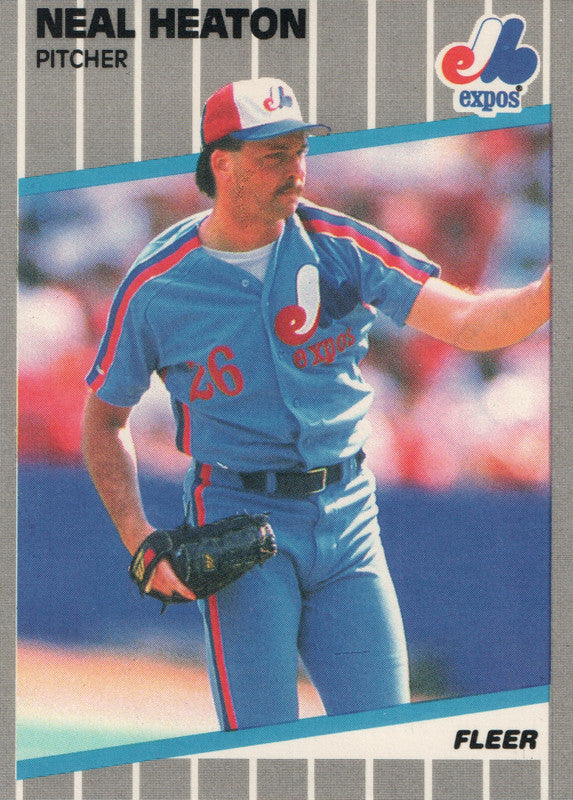 #377 Neal Heaton Montreal Expos 1989 Fleer Baseball Card OH