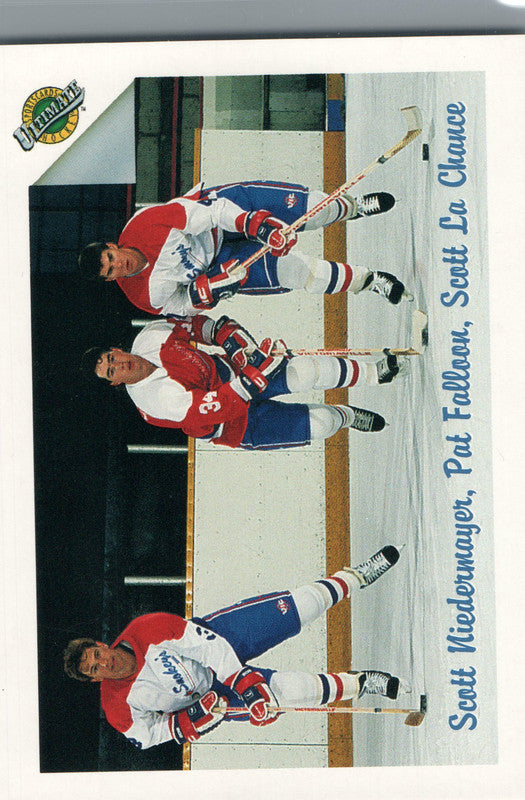 #56 Scott iedermayer Pat Falloon Scott La Chance Smokey's  1990-91 Ultimate Hockey Card OK