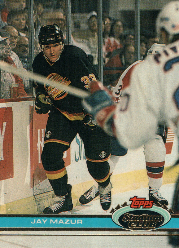 #272 Jay Mazur Vancouver Canucks 1990-91 Topps Stadium Club Hockey Card OO