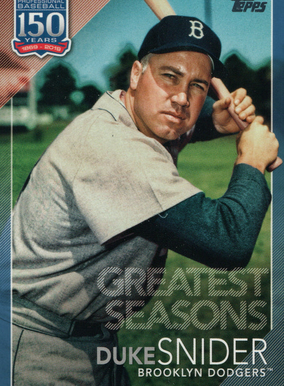 GS-13 Duke Snider Greatest Seasons Brooklyn Dodgers 2019 Topps Series 2 Baseball Card GAK