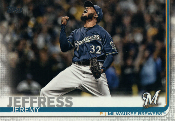 #362 Jeremy Jeffress Milwaukee Brewers 2019 Topps Series 2 Baseball Card GAW