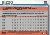 #596 Anthony Rizzo Chicago Cubs 2019 Topps Series 2 Baseball Card GAX
