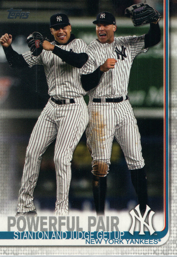 #444 Stanton and Judge Get Up Powerful Pair New York Yankees 2019 Topps Series 2 Baseball Card GYA