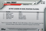U-292 Mike Trout Active Leaders Los Angeles Angels 2020 Topps Update Baseball Card