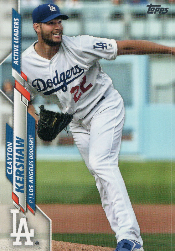 U-90 Clayton Kershaw MLB Active Leaders Los Angeles Dodgers 2020 Topps Update Baseball Card