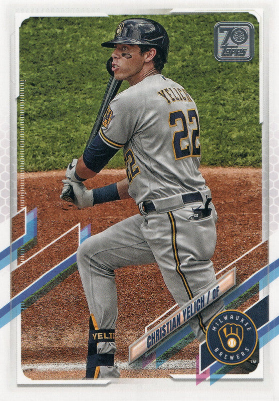 #100 Christian Yelich Milwaukee Brewers 2021 Topps Series 1 Baseball Card