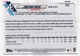 #187 Cristian Pache Rookie Blue Parallel Atlanta Braves 2021 Topps Series 1 Baseball Card
