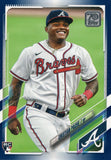 #187 Cristian Pache Rookie Blue Parallel Atlanta Braves 2021 Topps Series 1 Baseball Card