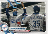 #303 Hands Up Masks Up Mookie Celebrates Cody Los Angeles Dodgers 2021 Topps Series 1 Baseball Card