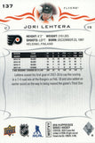 #137 Jori Lehtera Philadelphia Flyers 2018-19 Upper Deck Series 1 Hockey Card
