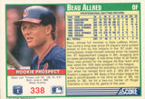 #338 Beau Allred Rookie Prospect Cleveland Indians 1991 Score Baseball Card