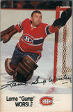 Lorne Gump Worsley Auto Sticker Montreal Canadiens Esso NHL All Star Collection Hockey Card