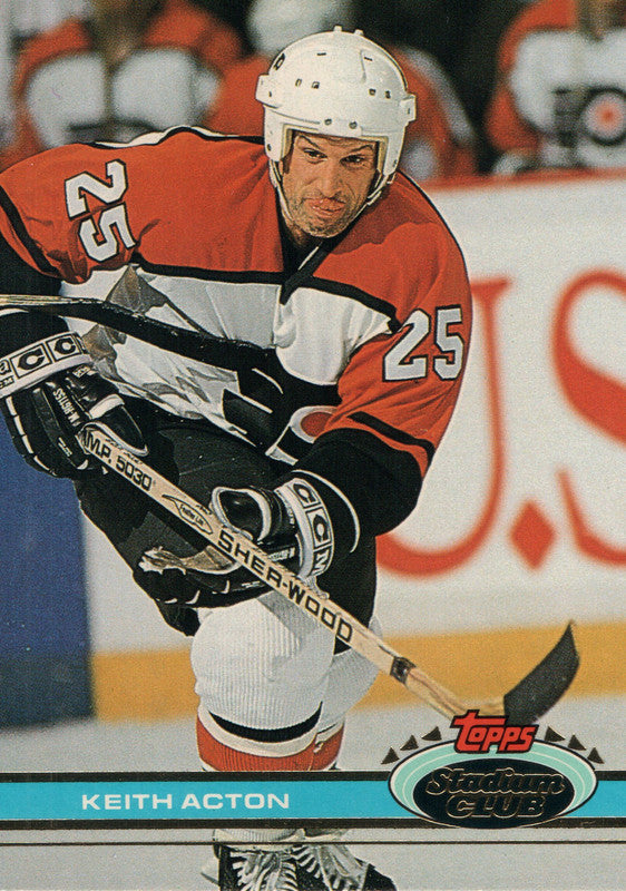 #247 Keith Acton Philadelphia Flyers 1990-91 Topps Stadium Club Hockey Card OQ