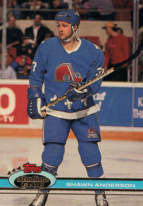 #358 Shawn Anderson Quebec Nordiques 1990-91 Topps Stadium Club Hockey Card OQ