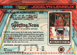 #356 Jocelyn Lemieux Chicago Blackhawks 1990-91 Topps Stadium Club Hockey Card OQ