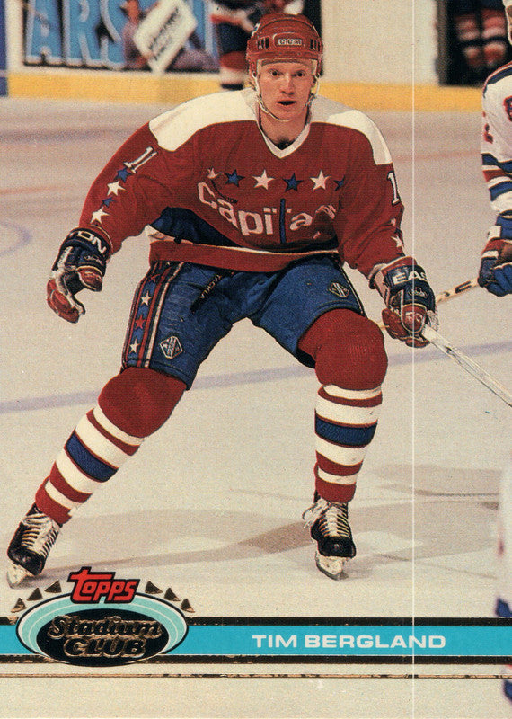 #351 Tim Bergland Washington Capitals 1990-91 Topps Stadium Club Hockey Card OQ