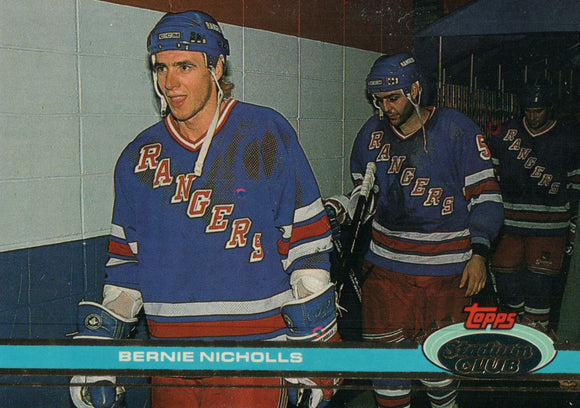 #245 Bernie Nicholls New York Rangers 1990-91 Topps Stadium Club Hockey Card OR