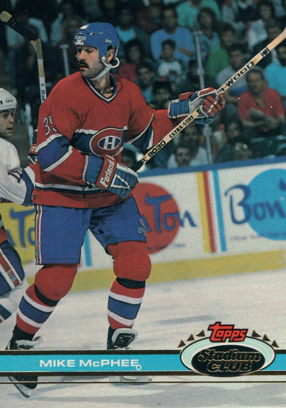 #210 Mike McPhee Montreal Canadiens 1990-91 Topps Stadium Club Hockey Card OR