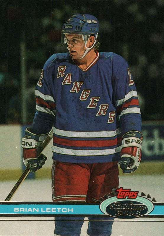 #201 Brian Leetch New York Rangers 1990-91 Topps Stadium Club Hockey Card OS
